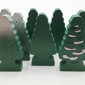 Thomas & Friends 8 Pine Trees Vintage 2001 Snowy Green Evergreen Snow Wooden Railway