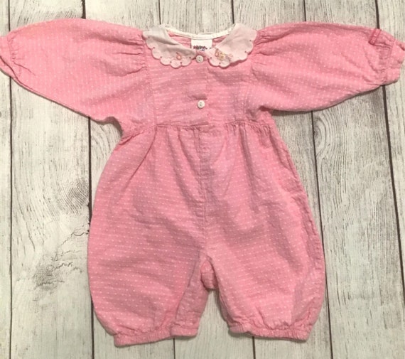 OshKosh B'Gosh Girls Polka Dot Romper Size 6-9 Mo… - image 2