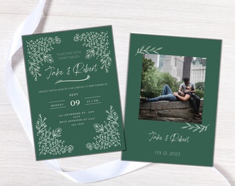 Wildflower Editable Wedding Invitation, Wedding Invitation Template, Green Flower Wedding Invitation Download, Printable Flower Invitation
