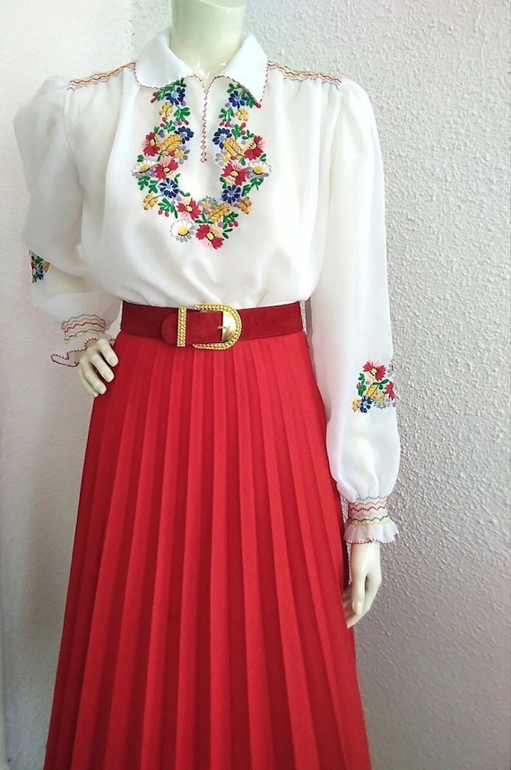 50s hungarian blouse embroidered peasant top 1950 