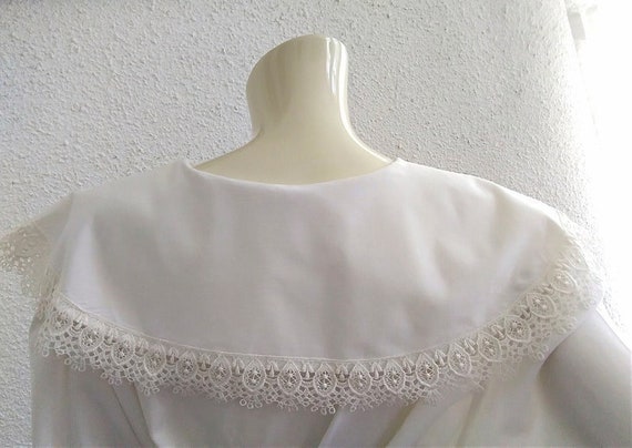 80s lace collar blouse, large puffy sleeve, open … - image 6