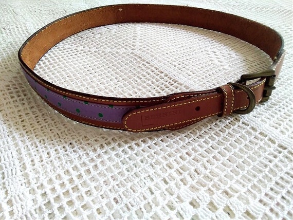 80s polka dots lilac belt, real leather belt, thi… - image 6