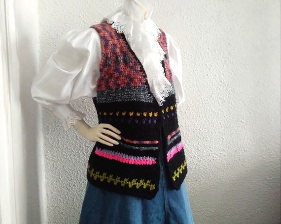 70s crochet vest colorful hippie vest bohemian sp… - image 10