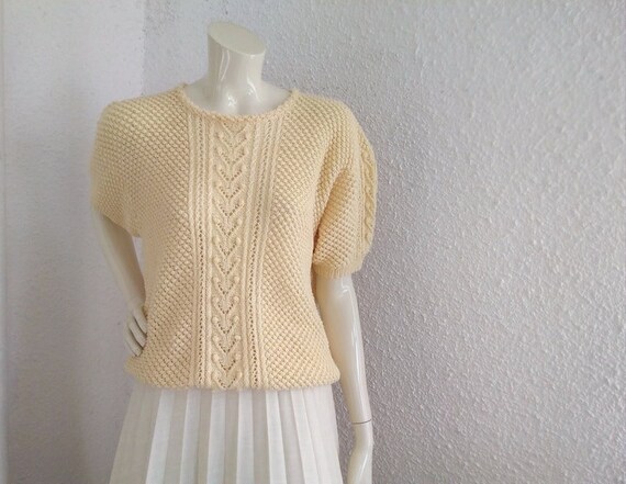 80s does 50s popcorn knitted blouse spring lace b… - image 7