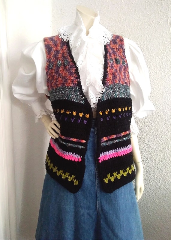 70s crochet vest colorful hippie vest bohemian sp… - image 8