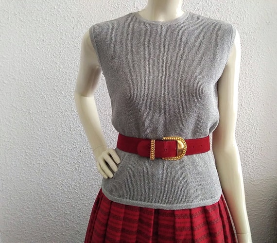 60s boxy knitted blouse preppy blouse minimalist … - image 1