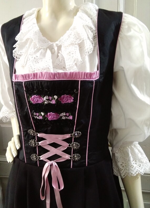 folk dress floral embroidery peasant dress dirndl… - image 2