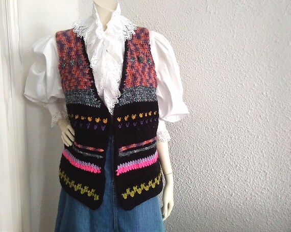 70s crochet vest colorful hippie vest bohemian sp… - image 2