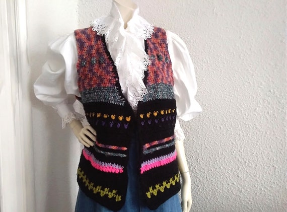 70s crochet vest colorful hippie vest bohemian sp… - image 7