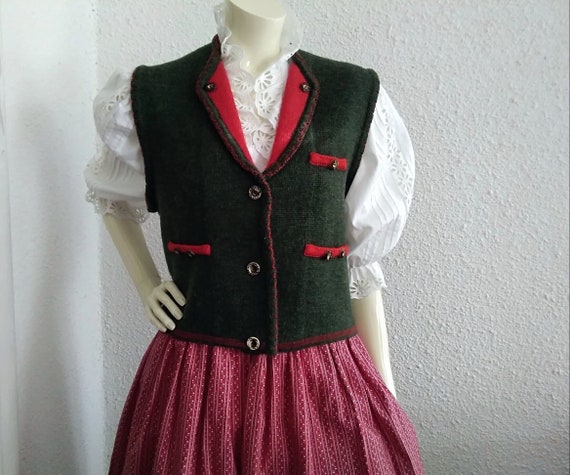 90s folk alpine boxy vest rustic tyrolean bavaria… - image 1