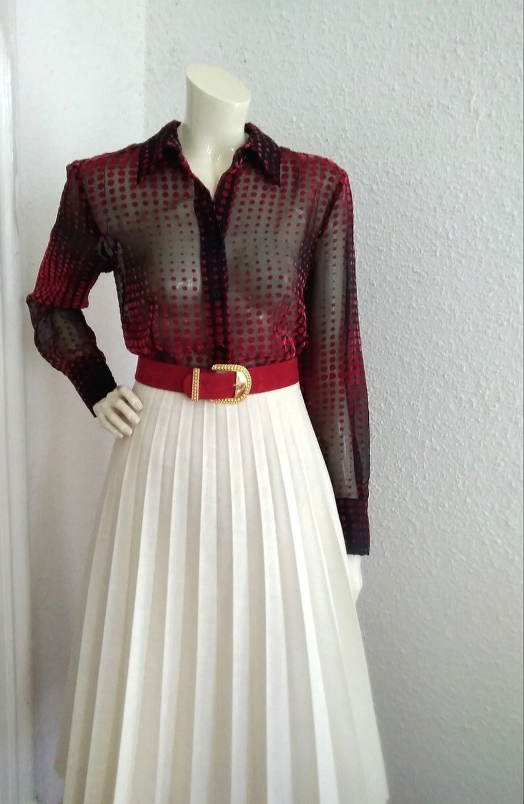 90s Black Buckle Blouse