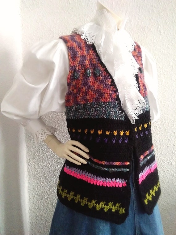 70s crochet vest colorful hippie vest bohemian sp… - image 6