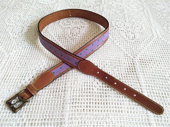 80s polka dots lilac belt, real leather belt, thi… - image 7