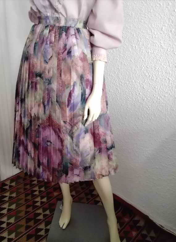 70s accordion floral skirt 44 size pleated skirt … - image 7