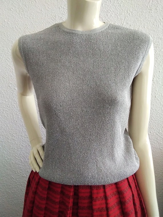 60s boxy knitted blouse preppy blouse minimalist … - image 5