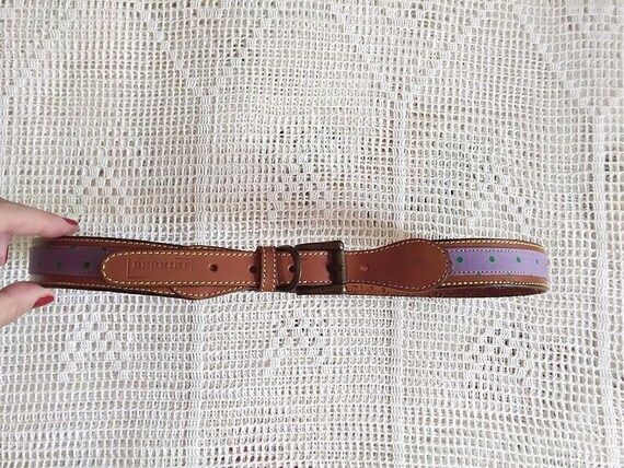 80s polka dots lilac belt, real leather belt, thi… - image 4