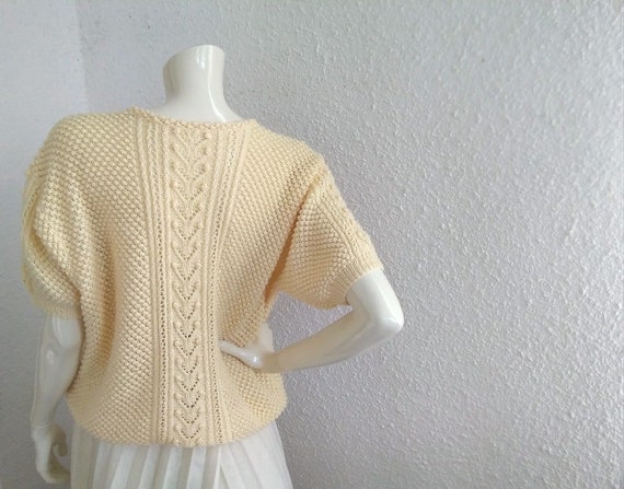 80s does 50s popcorn knitted blouse spring lace b… - image 5