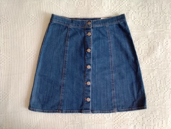 H&M 90s Does 70s Denim Skirt Button Mini Skirt Blue Jeans - Etsy