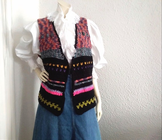 70s crochet vest colorful hippie vest bohemian sp… - image 9