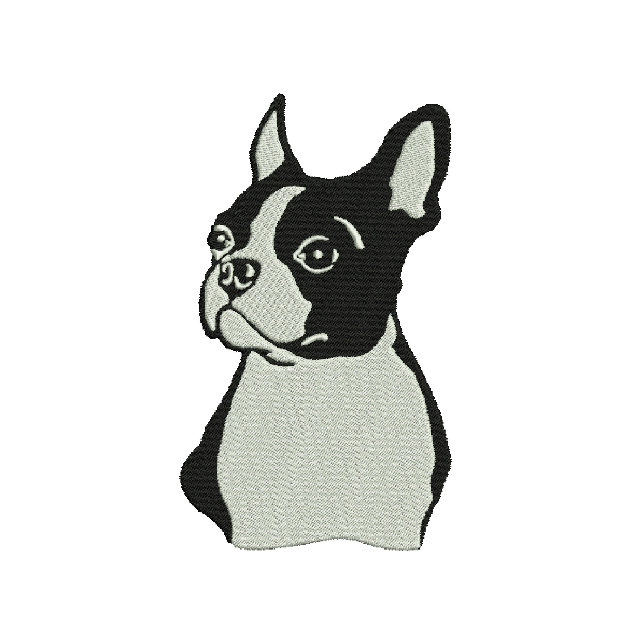 Boston Terrier Dog Embroidery Machine 4 Sizes Embroidery Etsy
