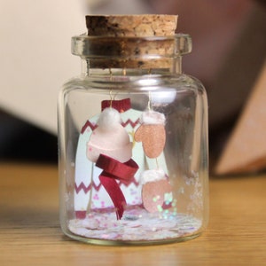 glass lucky charm, message vial, message in a bottle, curiosity cabinet, treasure, miniature world, paper, FauxPlis, winter clothes