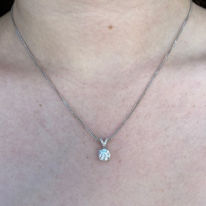 Solitaire Pendant 14K Solid White Gold Cubic Zirconia