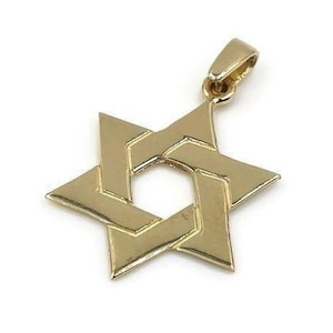 Large Interwoven Star of David 14k Solid Gold Pendant