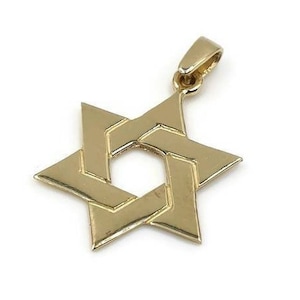 Small Interwoven Star of David 14k Solid Gold Pendant