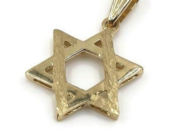 Star of David Polished and Matte Pendent 14K Solid Gold