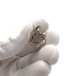 Interwoven 3D Star of David Shiny 14k Solid Gold Pendant