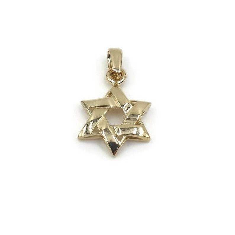 Interwoven Star of David Shiny 14k Solid Gold Pendant