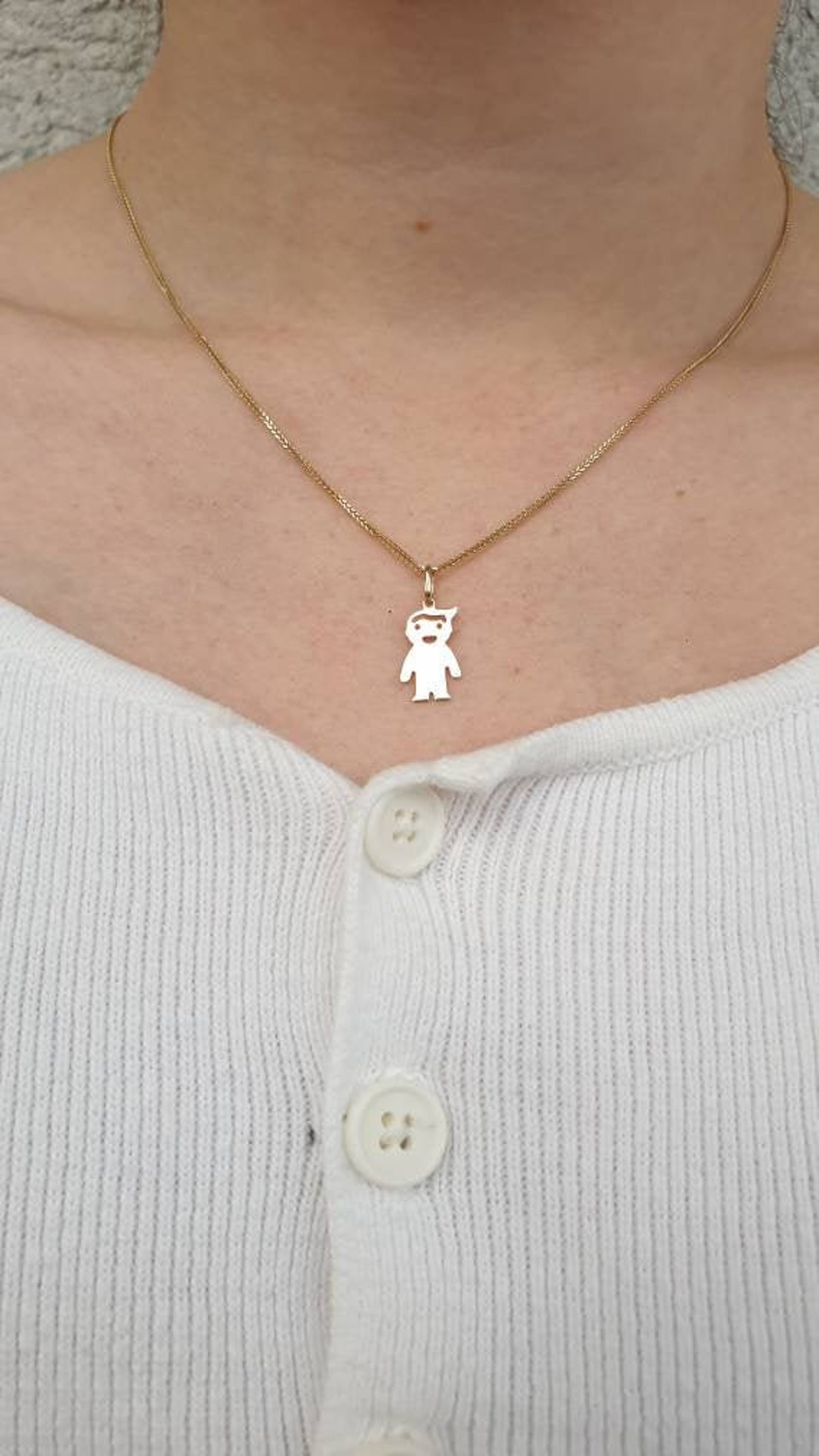 Boy Charm Pendant Solid Gold 14K New Born Pendant Etsy