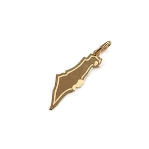 Kaart van Israël glanzende hanger 14K geel goud