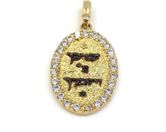 Sacerdote bendición Oval colgante 14K oro