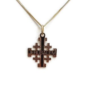 Jerusalem Cross 14k Solid Yellow Gold Pendant