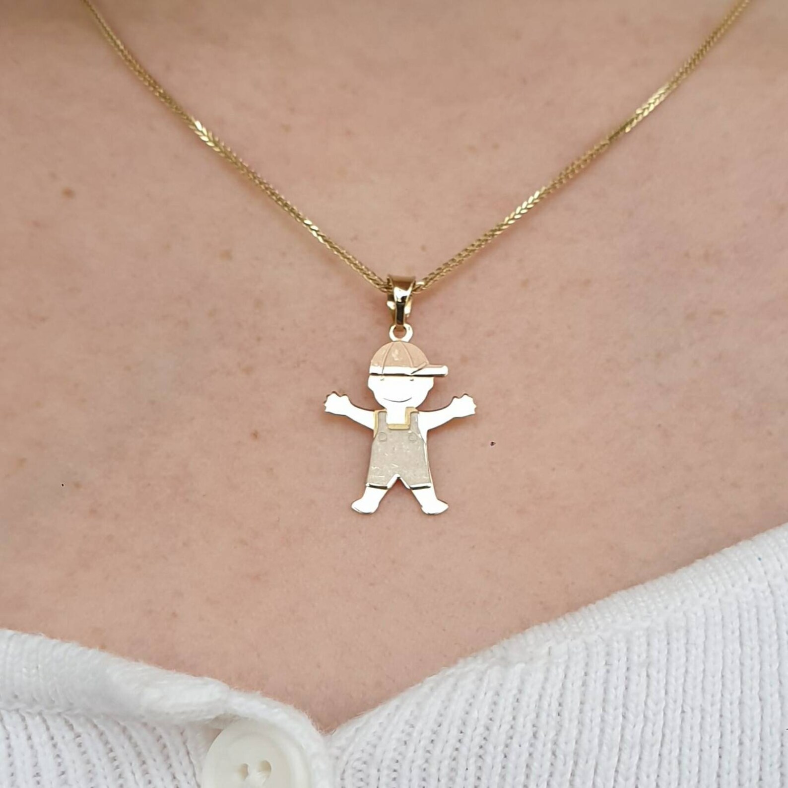 Boy Charm Pendant Solid Gold 14K New born pendant Etsy