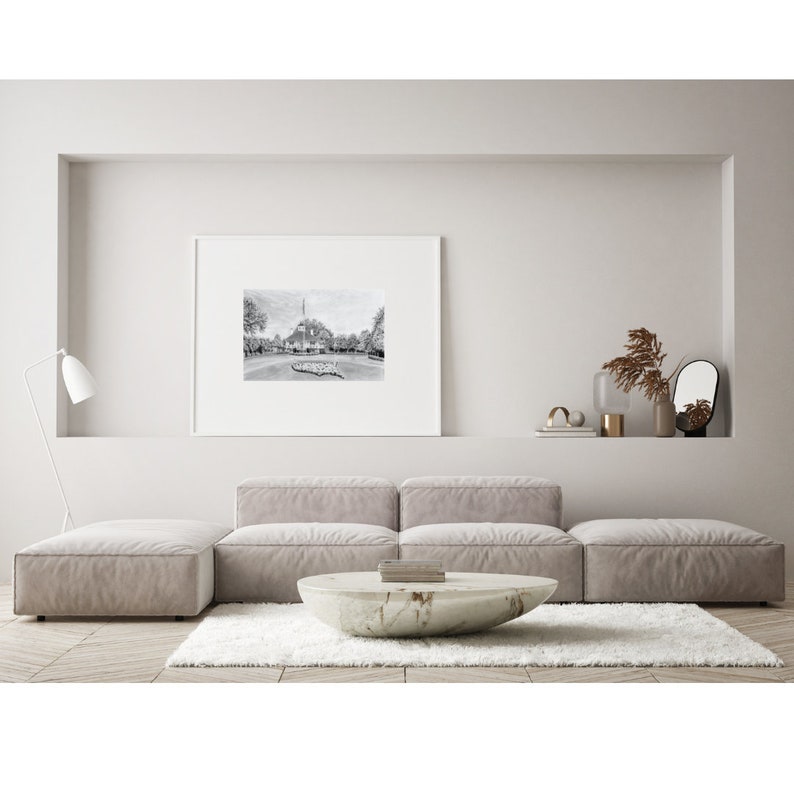 Black and white Master's wall art, an archival quality art print of Augusta National golf course, home to the Master's golf tournament.