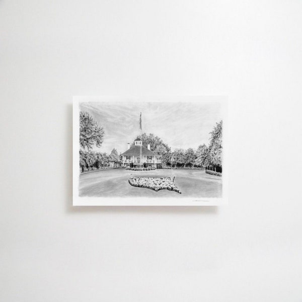 Augusta National Greeting Card With Matching Envelope | Original Artwork in Graphite | Golfer Gift | Greeting Card for Him | Card for Dad