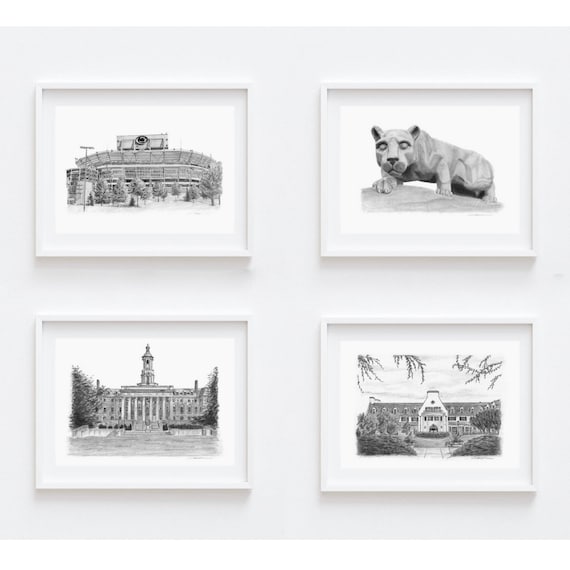 Penn State Wall Art Bundle | Penn State Gift | Penn State Wall Decor | Black and White Wall Art | Penn State Football, Penn State Graduation