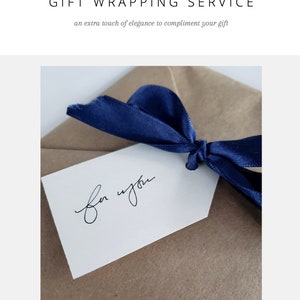 May include: A brown paper gift bag with a blue ribbon tied around it. The tag on the bag says "for you".