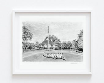 Arte en la Casa Club del Augusta National / El Masters / Regalo para el Día del Padre