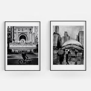 Chicago Wall Art | Set of 2 | Chicago Art Print | Chicago Theatre | Chicago Chicago Gift | Chicago Valentine Gift | Black and White Art