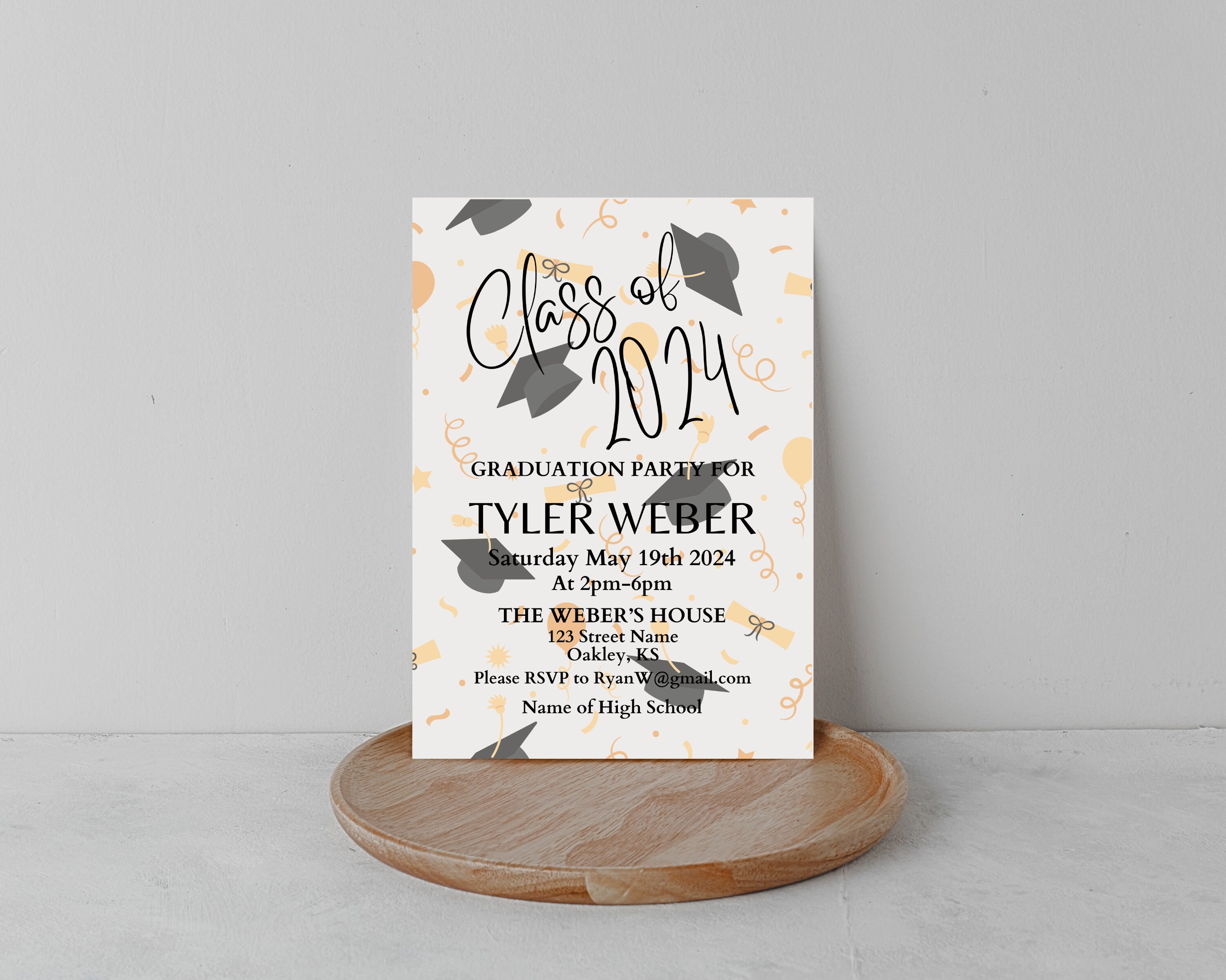 Graduation Cap Grad Invitation Digital Template - Etsy