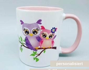Personalisierte Tasse | Eulen mit Wunschname | Teetasse | Kaffeetasse
