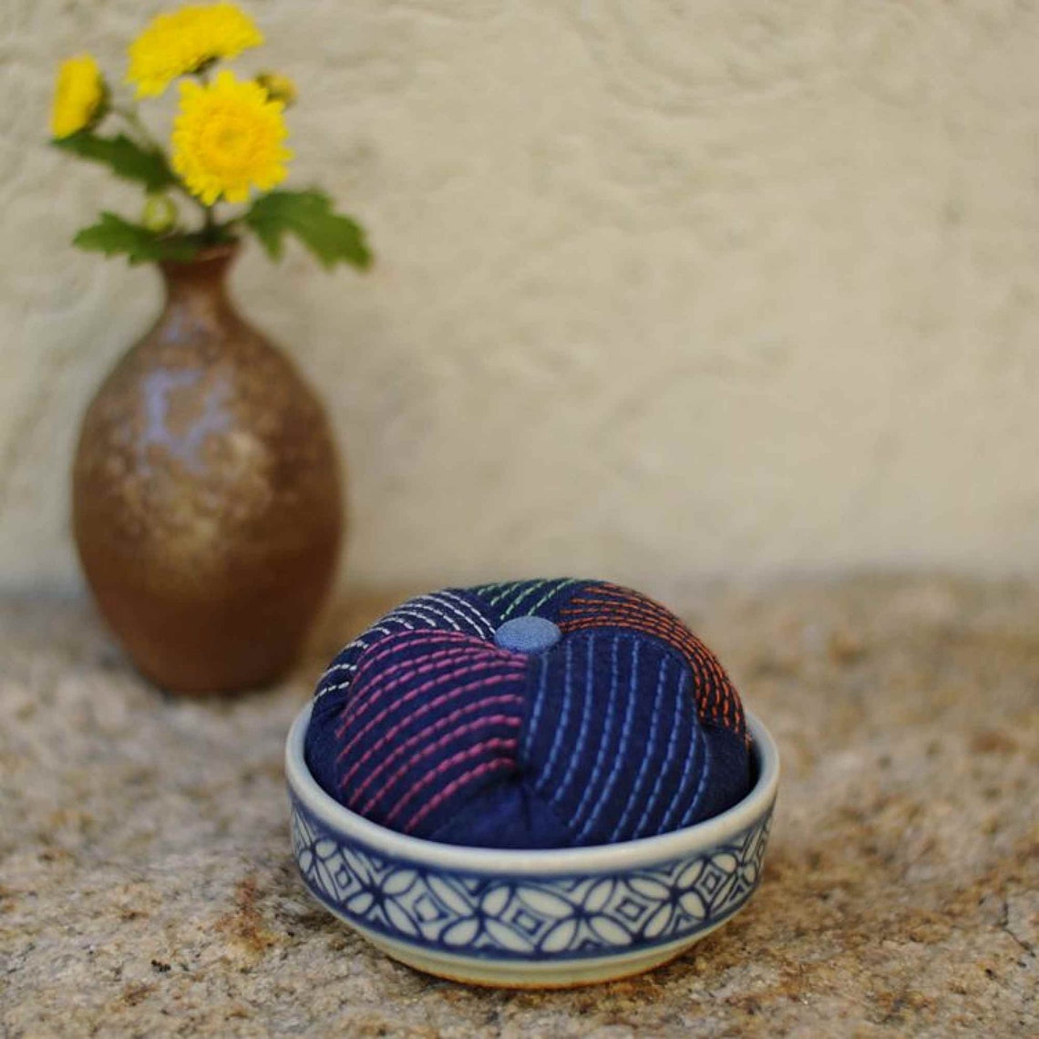 Sashiko Rainbow Pin cushion DIY complete kit Sashiko kit Etsy