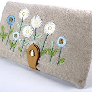 Kit de broderie portefeuille floral, Kit de broderie à la main pour débutant, Kit de broderie bricolage, Porte-monnaie fait main