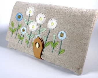 Floral Purse Wallet Embroidery Kit, Hand Embroidery Kit Beginner, Diy Embroidered Kit, Hand-Made Purse