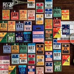 ¡ÉXITO DE VENTAS! Pegatinas de viaje en color, 46 unidades: pegatinas para diario, aeropuerto, aerolíneas, álbumes de recortes, Bullet Journal, billetes de planificador. ¡Excelente!