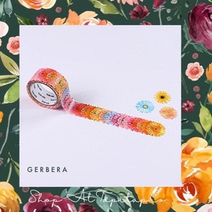 NEW!Bande 200Pcs Gerbera Flower Washi Sticker Roll Japan Beautiful Cute Sunny Bullet Journal Scrapbook Diary Planner Schedule Gift Valentine