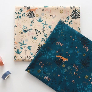 Prachtige! DeCollections Japan Stof Katoen Textiel FOX FORESTS Groen / Beige 1mx1m Patroon Artwork Kleding Tassen Naaien Huidige Kussen Craft